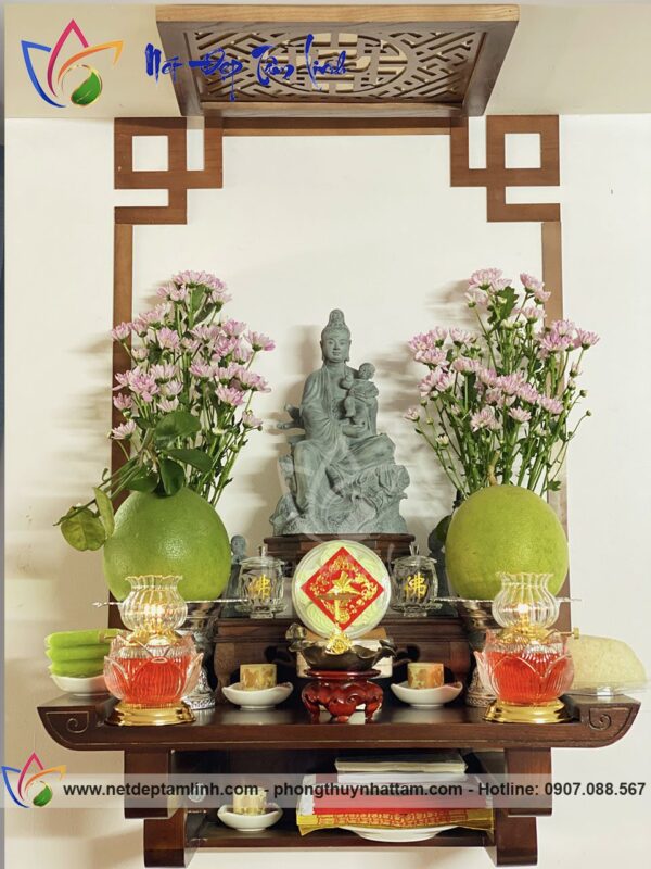 Trang thờ Phật treo tường đẹp, hiện đại giá rẻ tận xưởng sản xuất bởi Phong Thủy Nhất Tâm
