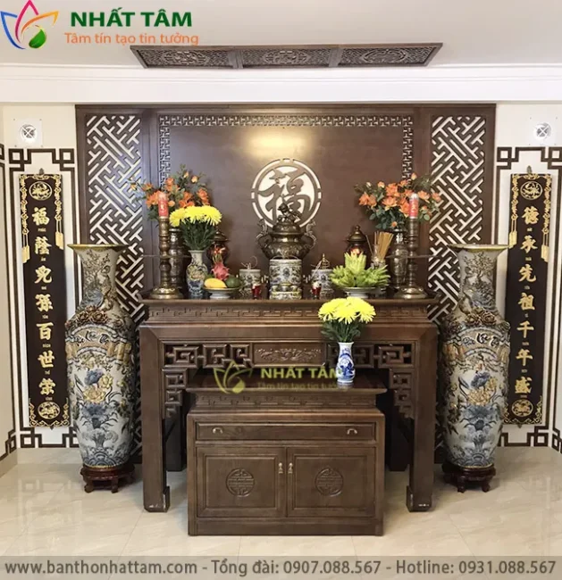bàn thờ gia tiên đẹp hiện đại là giải pháp tối ưu cho cách lập bàn thờ vọng chuẩn phong thủy