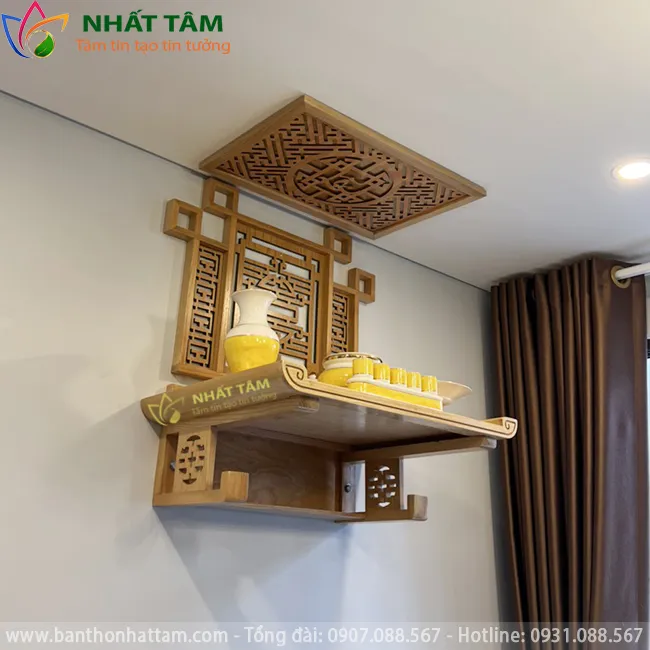 ban thờ treo tường hiện đại gỗ Sồi.