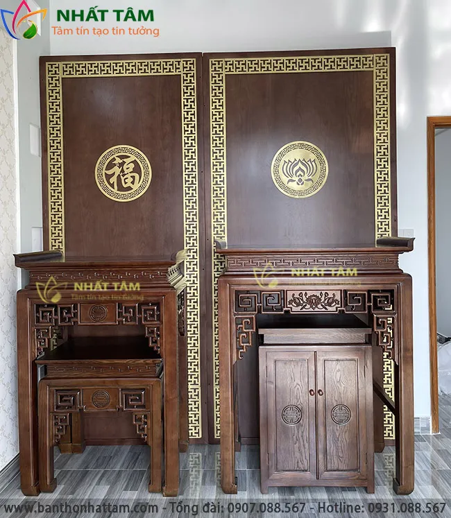 phòng thờ đẹp thờ phật và gia tiên