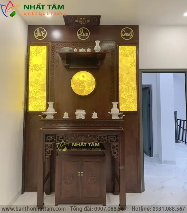 Phòng thờ hiện đại thờ phật kết hợp thờ gia tiên