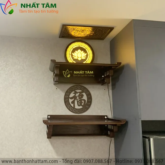 bàn thờ treo tường 2 tầng cho căn hộ chung cư