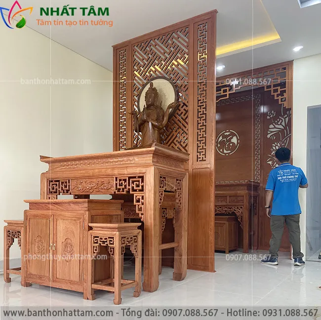 phòng thờ đẹp hiện đại gỗ Hương
