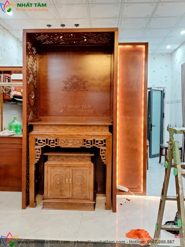 Bàn thờ chung cư được lắp đặt tại nhà Chị Sen