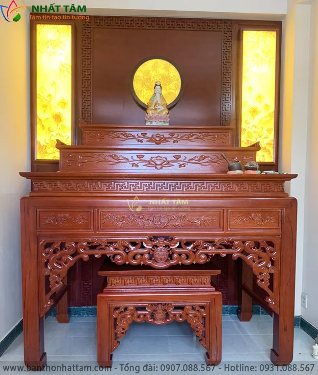 bàn thờ tam cấp gỗ Gõ đẹp hiện đại