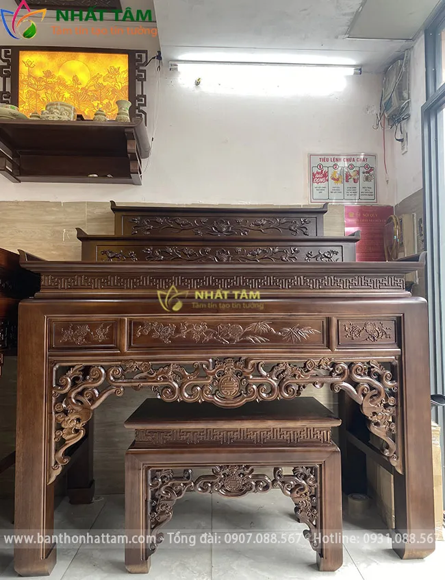 bàn thờ tam cấp gỗ gụ 