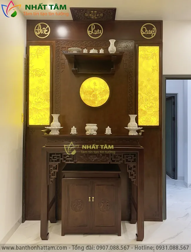 bàn thờ phật và gia tiên đẹp hiện đại