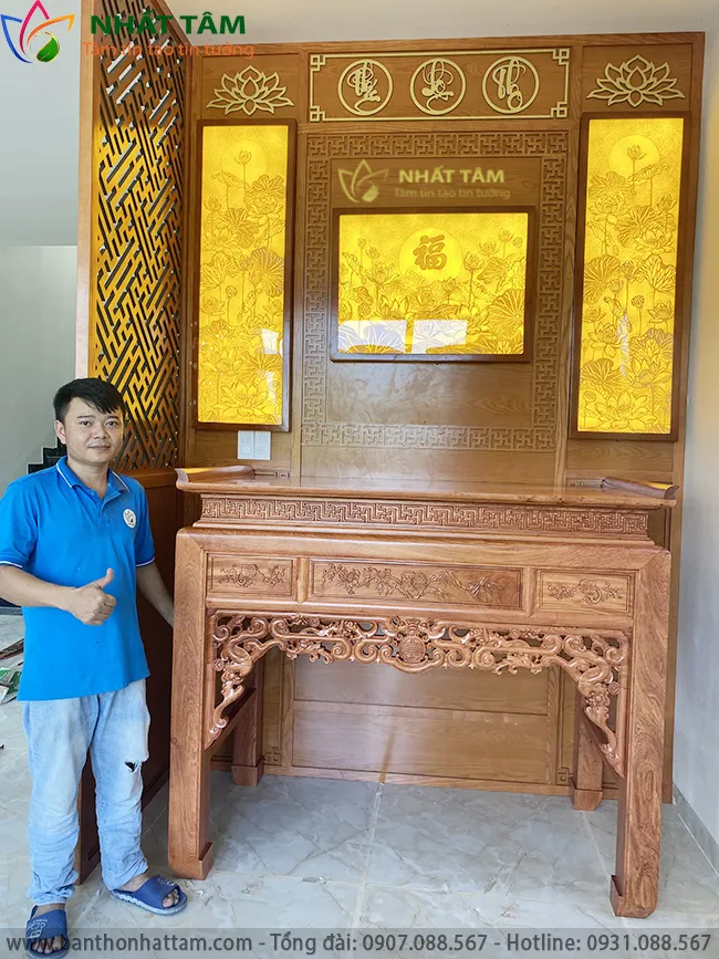 bàn thờ gia tiên đẹp hiện đại Nhất Tâm.