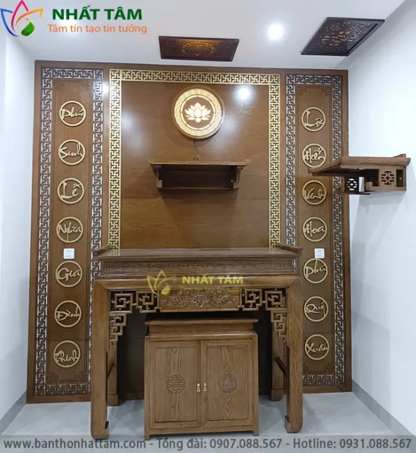 bàn thờ đẹp hiện đại gỗ sồi