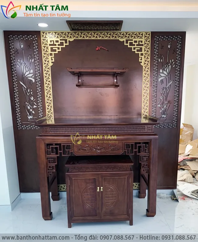 Bàn thờ gia tiên đẹp mang đến sự sang trọng cho phòng thờ