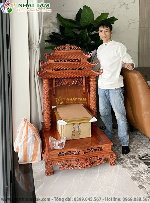 Bàn thờ gỗ Hương mái chùa cao cấp