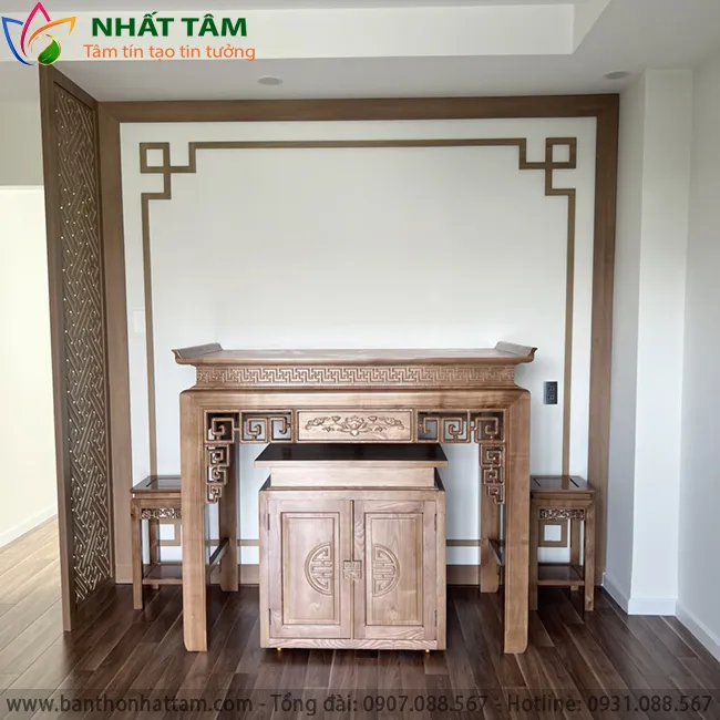 bàn thờ đứng hiện đại gỗ Sồi