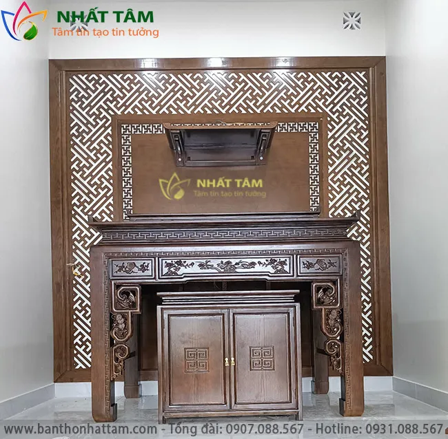 bàn thờ gỗ Gụ đẹp hoàn thiện cao cấp